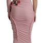 Dolce & Gabbana Pink Flower Embellished One Shoulder Dress