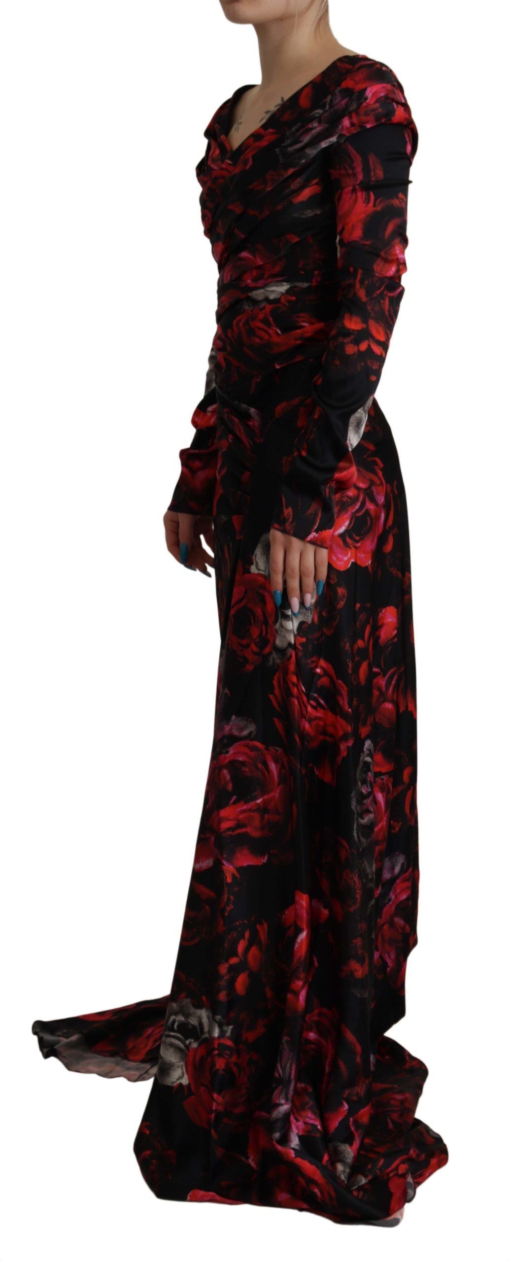 Dolce & Gabbana Black Floral Roses A-Line Sheath Dress