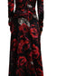 Dolce & Gabbana Black Floral Roses A-Line Sheath Dress