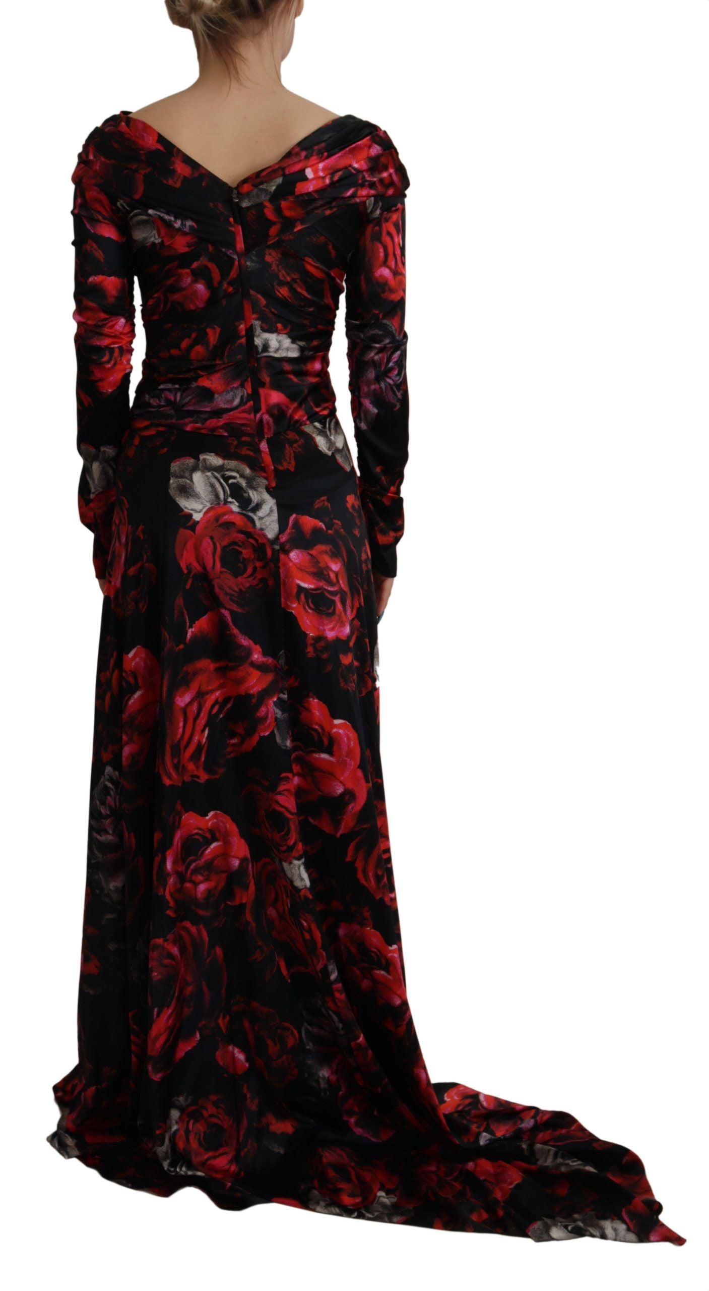 Dolce & Gabbana Black Floral Roses A-Line Sheath Dress