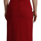 Dolce & Gabbana Red Sweetheart Neck Bodycon Midi Dress