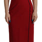 Dolce & Gabbana Red Sweetheart Neck Bodycon Midi Dress