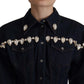 Dolce & Gabbana Blue Denim Crystal Embellish Cotton Jacket