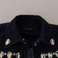 Dolce & Gabbana Blue Denim Crystal Embellish Cotton Jacket