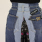 Dolce & Gabbana Multicolor Patchwork DG Fashion Wide Leg Denim Pant