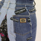 Dolce & Gabbana Multicolor Patchwork DG Fashion Wide Leg Denim Pant