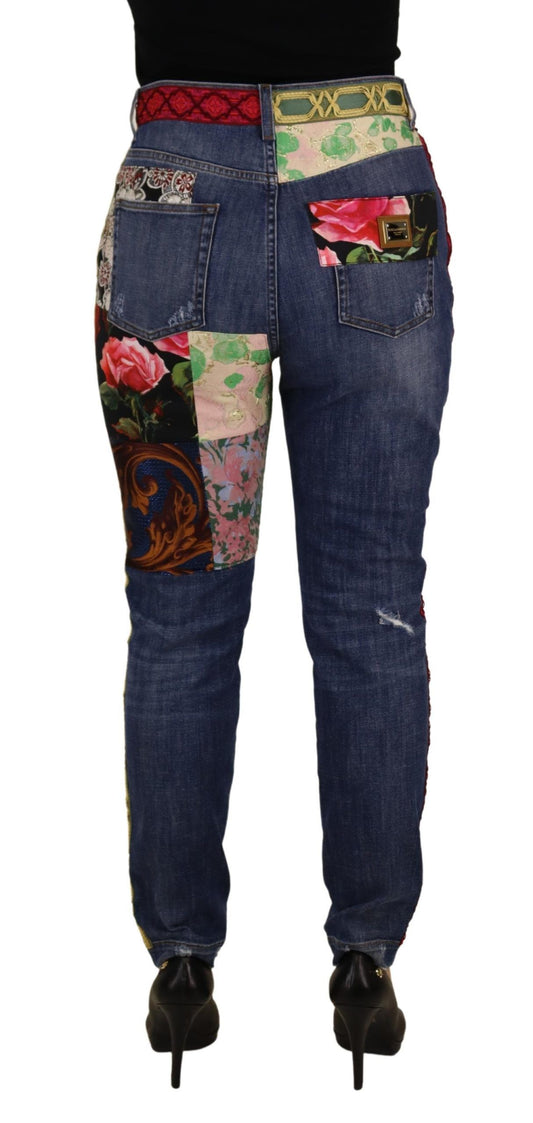 Dolce & Gabbana Blue Patchwork High Waist Denim Jeans