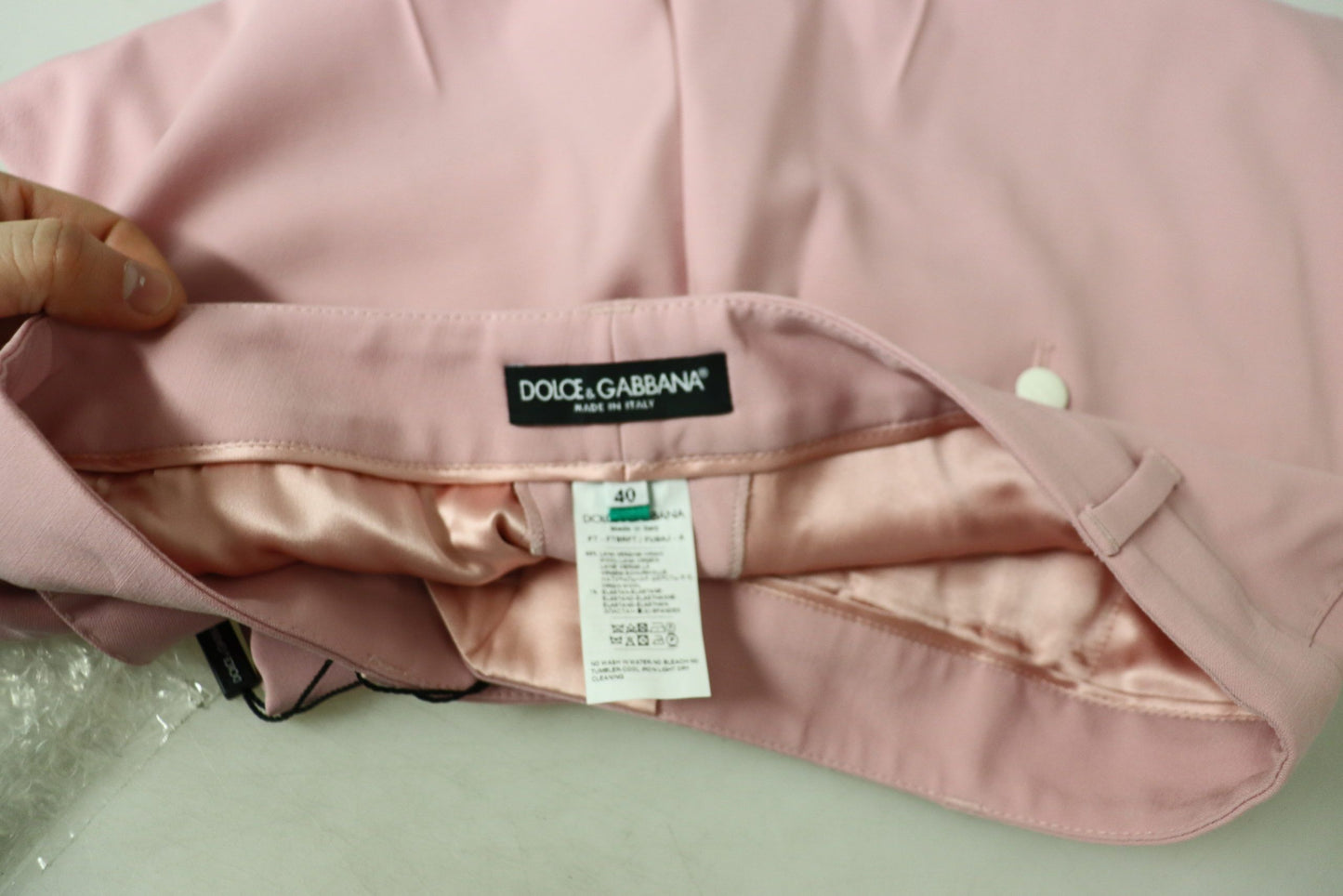 Dolce & Gabbana Pink Mid Waist Straight Leg Trouser Pants