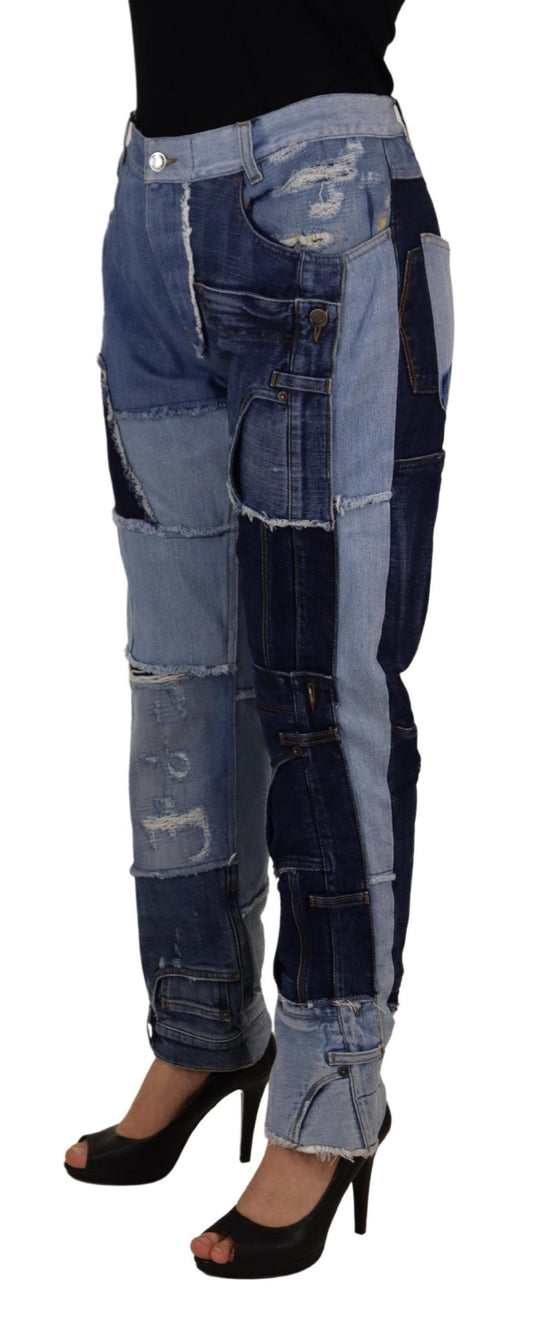 Dolce & Gabbana Multicolor Patchwork High Waist Denim Jeans