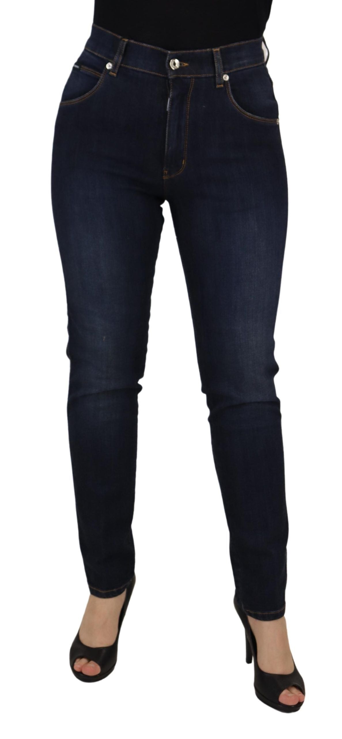 Dolce & Gabbana Blue Cotton High Waist Skinny Denim Jeans