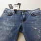 Dolce & Gabbana Blue Washed Cotton Skinny Low Waist Denim Jeans