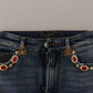 Dolce & Gabbana Blue Denim Crystal Embellished Jeans