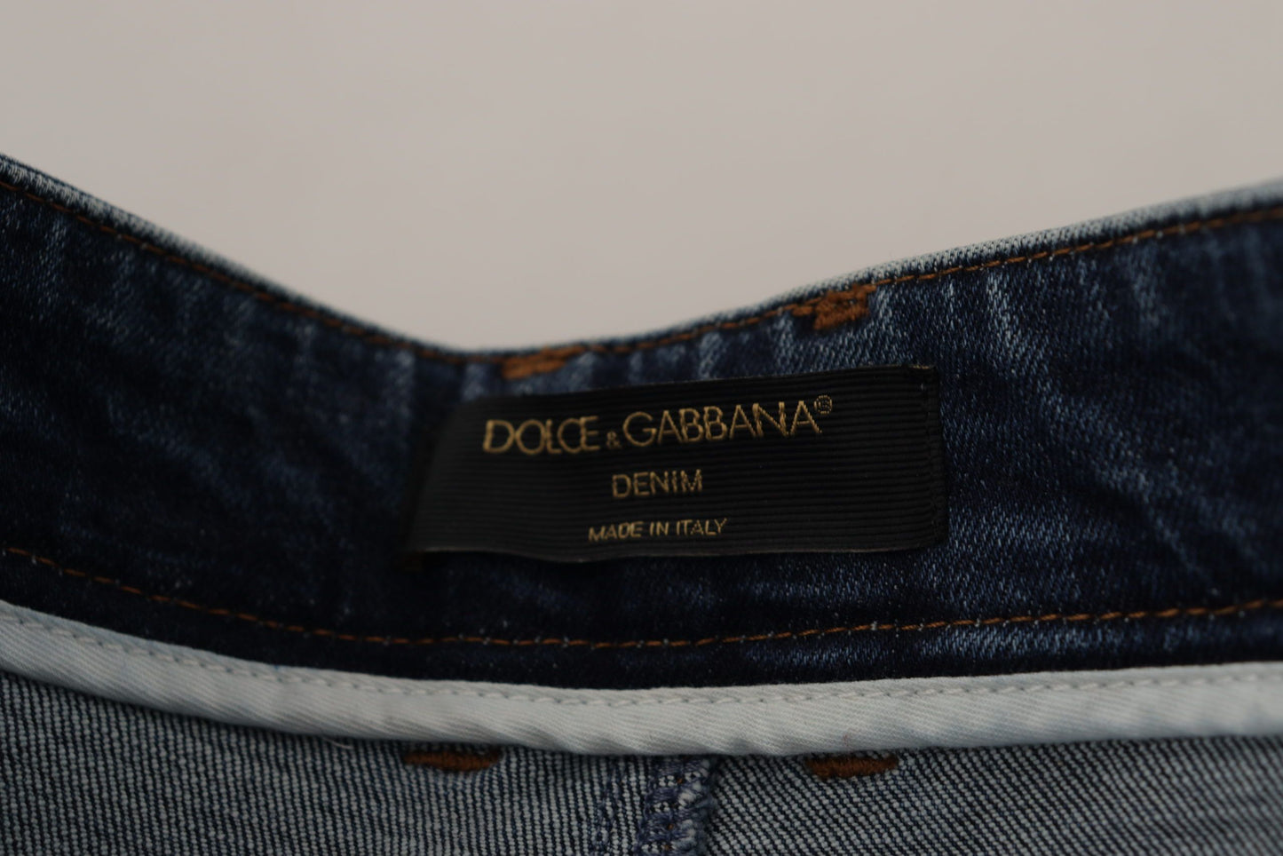 Dolce & Gabbana Blue Denim Crystal Embellished Jeans