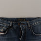 Dolce & Gabbana Blue Denim Baroque Heart Logo Patch Pants Jeans