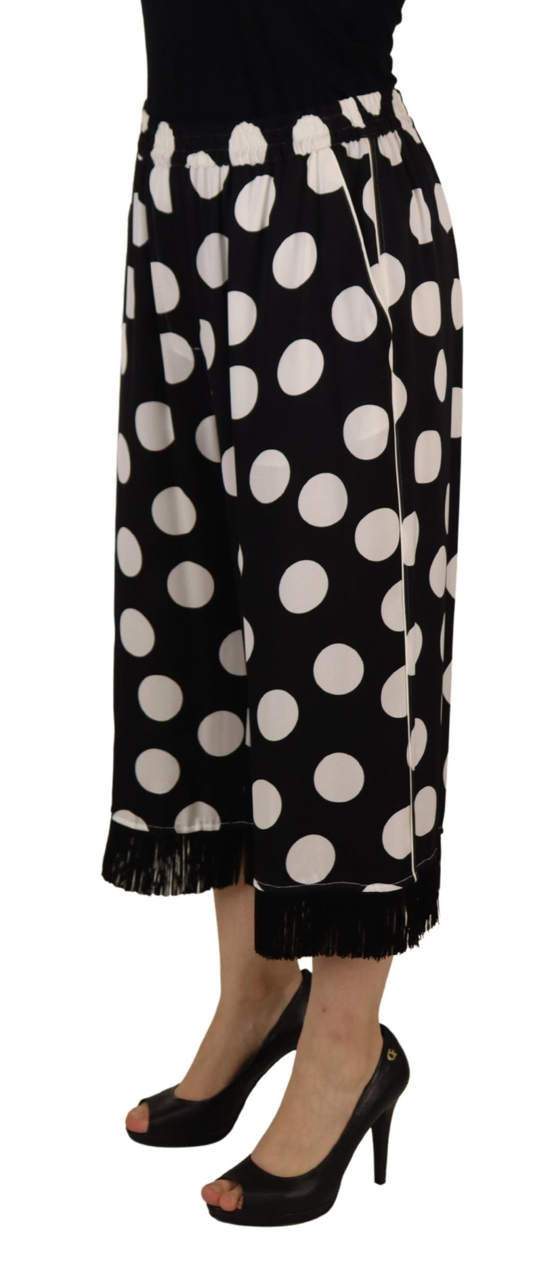 Dolce & Gabbana Polka Dot Mid Waist Cropped Trouser Pants