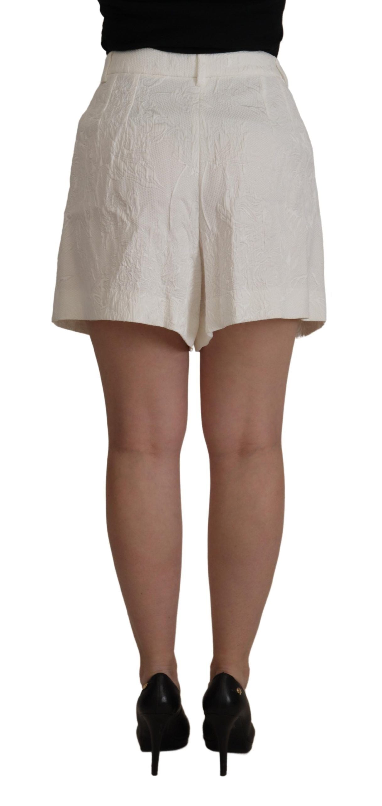 Dolce & Gabbana White High Waist Culotte Cotton Shorts