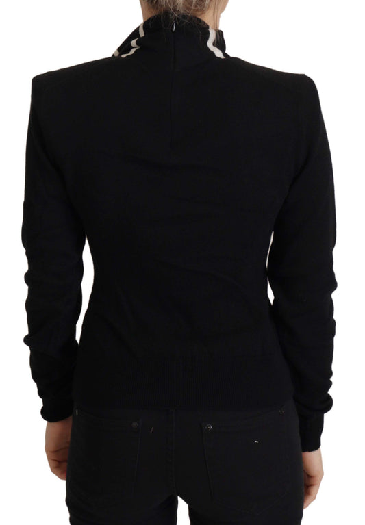 Dolce & Gabbana Black Cashmere Turtleneck Scarf Pullover Sweater