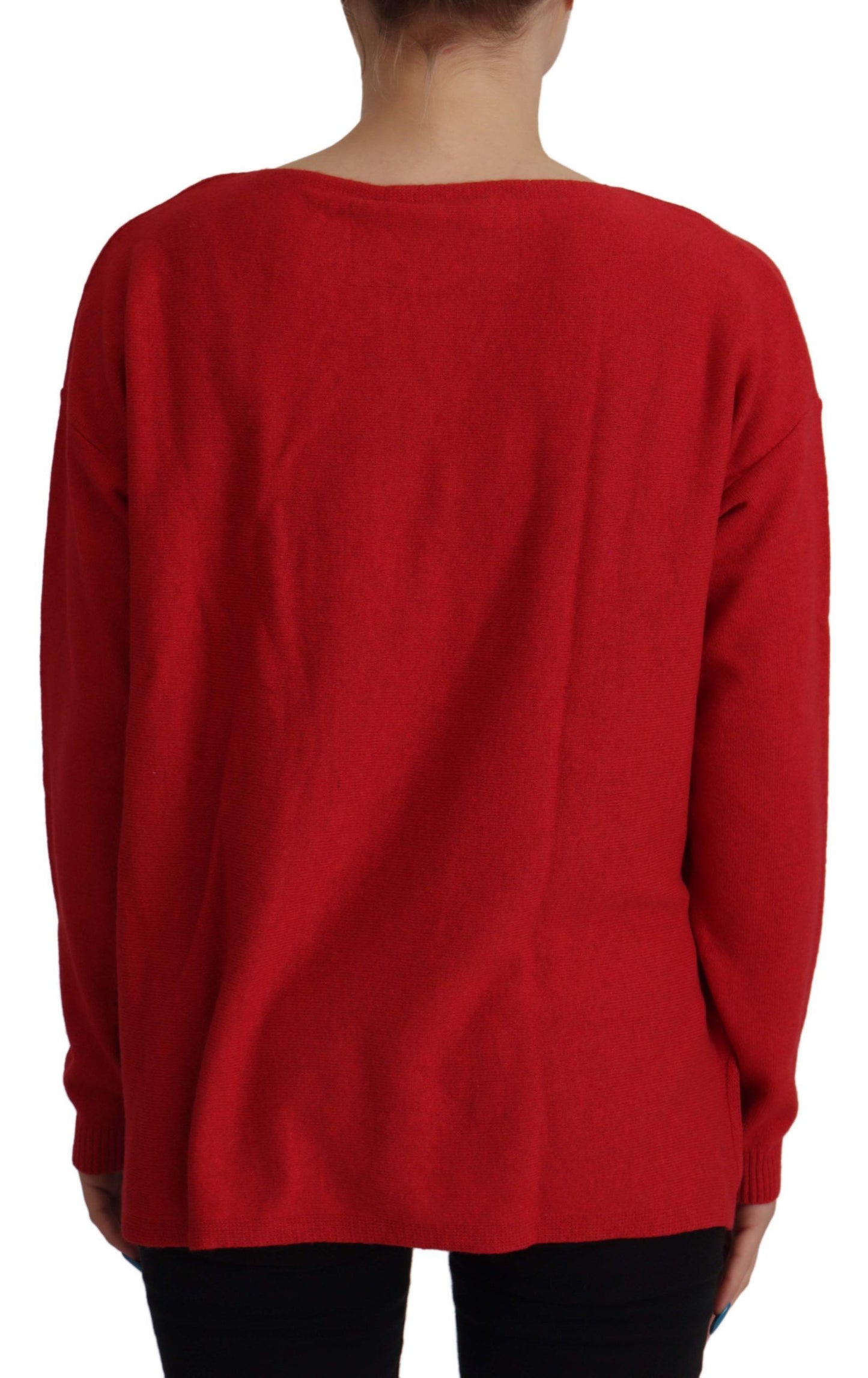 Dolce & Gabbana Red Wool Knit Round Neck Pullover Sweater