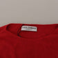 Dolce & Gabbana Red Wool Knit Round Neck Pullover Sweater