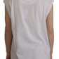 Dolce & Gabbana White Cotton Printed Round Neck Tank Top