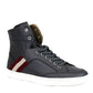 Bally Dark Grey Red Beige Stripe Leather High Top Sneakers