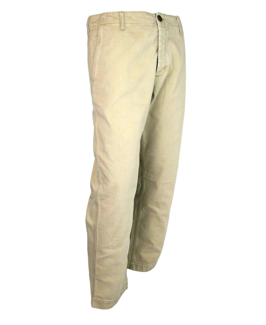 Gucci Light Brown Washed Gucci Print Button Fly Pants