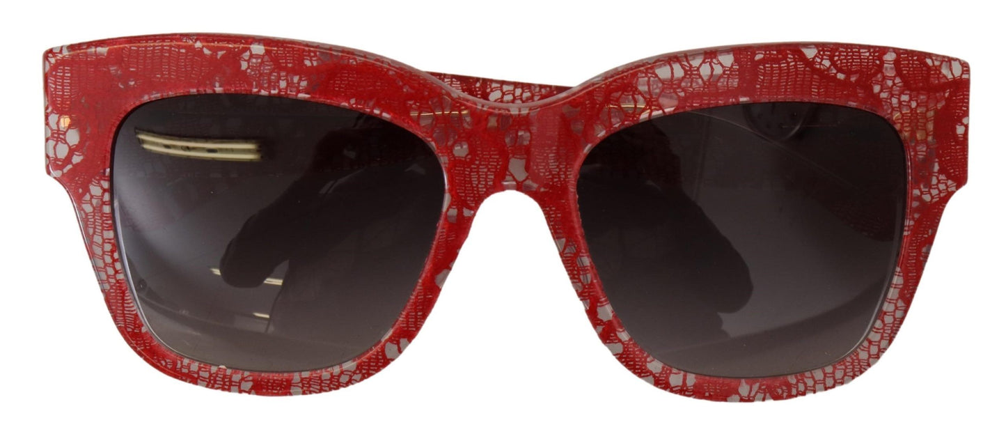 Dolce & Gabbana Red Lace Acetate Rectangle Shades DG4231Sunglasses