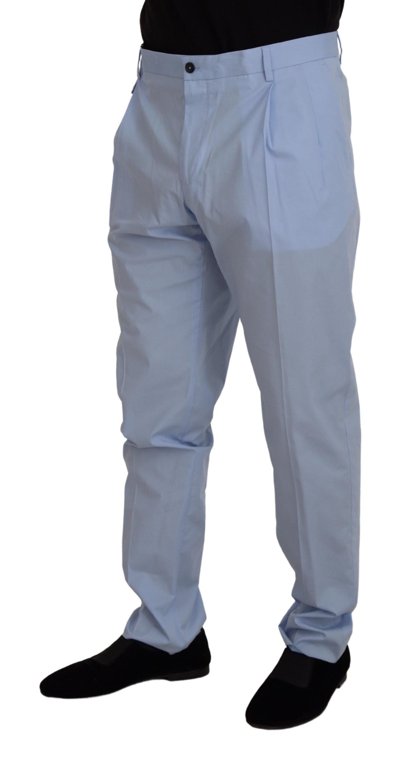 Dolce & Gabbana Blue Cotton Stretch Trousers Chinos Pants