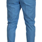 Dolce & Gabbana Blue Cotton Silk Trousers Chinos Pants