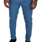 Dolce & Gabbana Blue Cotton Silk Trousers Chinos Pants