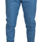 Dolce & Gabbana Blue Cotton Silk Trousers Chinos Pants