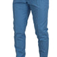 Dolce & Gabbana Blue Cotton Silk Trousers Chinos Pants