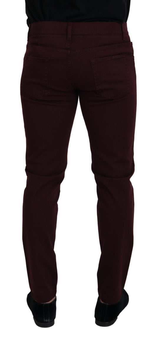 Dolce & Gabbana Bordeaux Cotton Stretch GOLD Denim Jeans