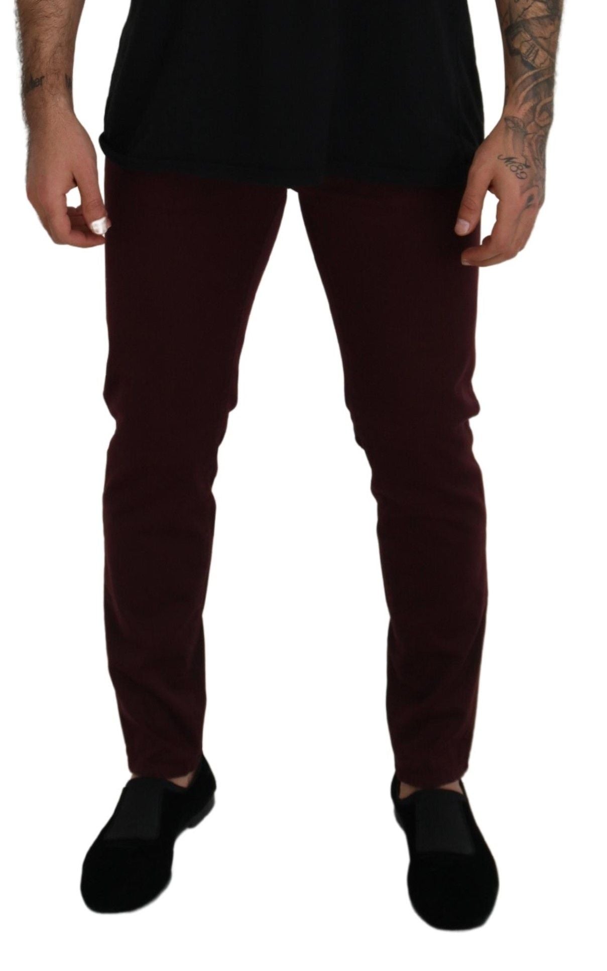 Dolce & Gabbana Bordeaux Cotton Stretch GOLD Denim Jeans