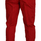 Dolce & Gabbana Red Cotton Slim Fit Trousers Chinos Pants