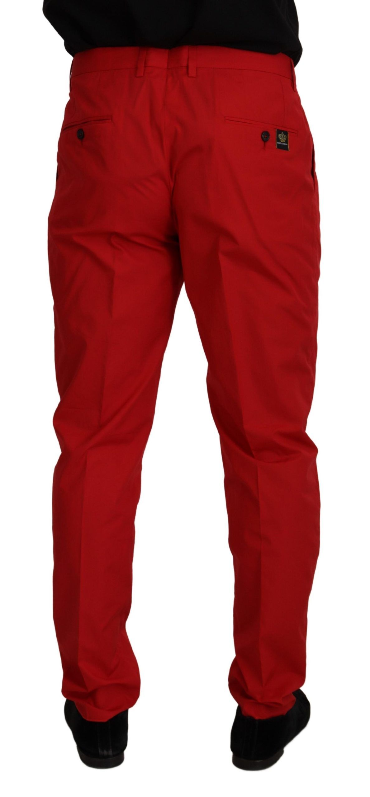 Dolce & Gabbana Red Cotton Slim Fit Trousers Chinos Pants