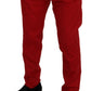 Dolce & Gabbana Red Cotton Slim Fit Trousers Chinos Pants