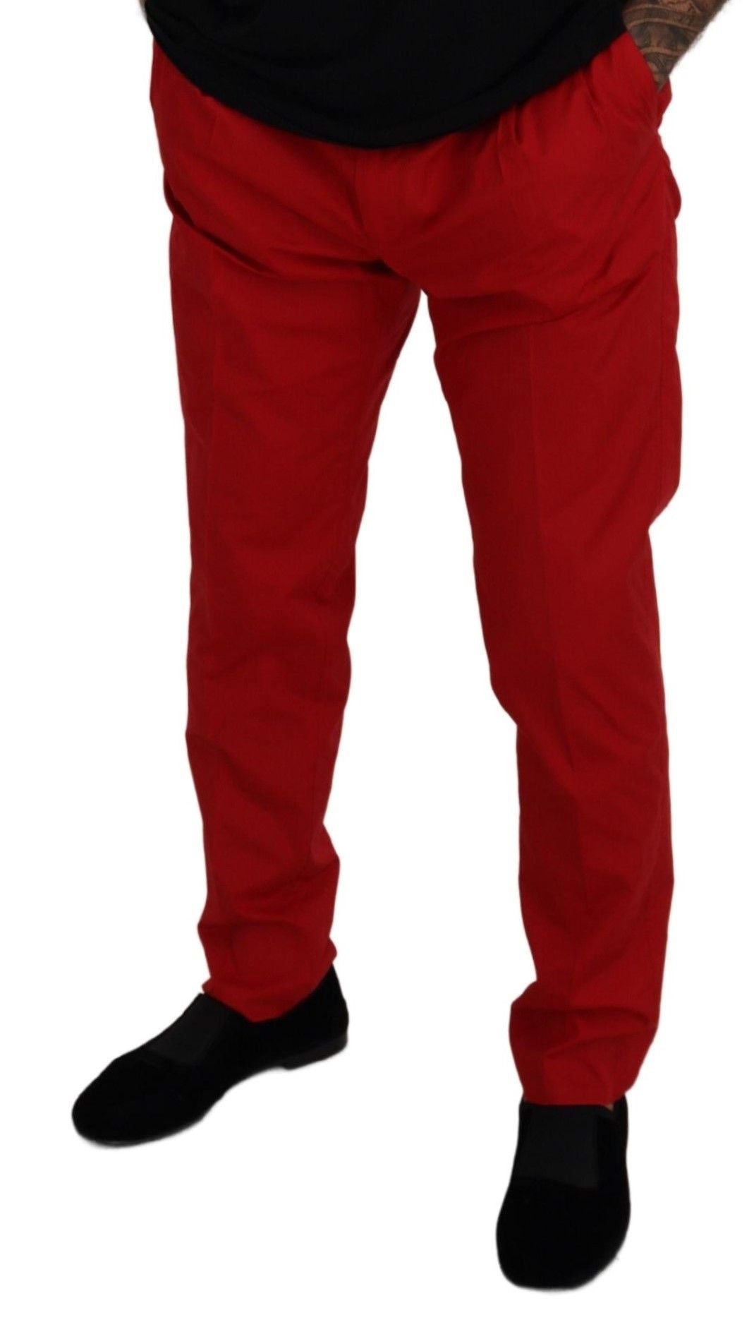 Dolce & Gabbana Red Cotton Slim Fit Trousers Chinos Pants