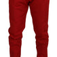 Dolce & Gabbana Red Cotton Slim Fit Trousers Chinos Pants