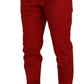 Dolce & Gabbana Red Cotton Slim Fit Trousers Chinos Pants