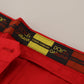 Dolce & Gabbana Red Cotton Slim Fit Trousers Chinos Pants