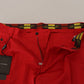 Dolce & Gabbana Red Cotton Slim Fit Trousers Chinos Pants