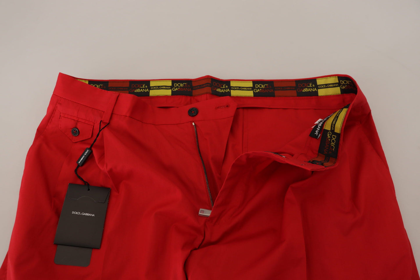 Dolce & Gabbana Red Cotton Slim Fit Trousers Chinos Pants