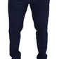 Dolce & Gabbana Blue Cotton Silk Trousers Chinos Pants