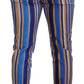 Dolce & Gabbana Blue Striped Silk Cotton Slim Trousers Pants