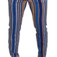 Dolce & Gabbana Blue Striped Silk Cotton Slim Trousers Pants