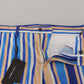 Dolce & Gabbana Blue Striped Silk Cotton Slim Trousers Pants