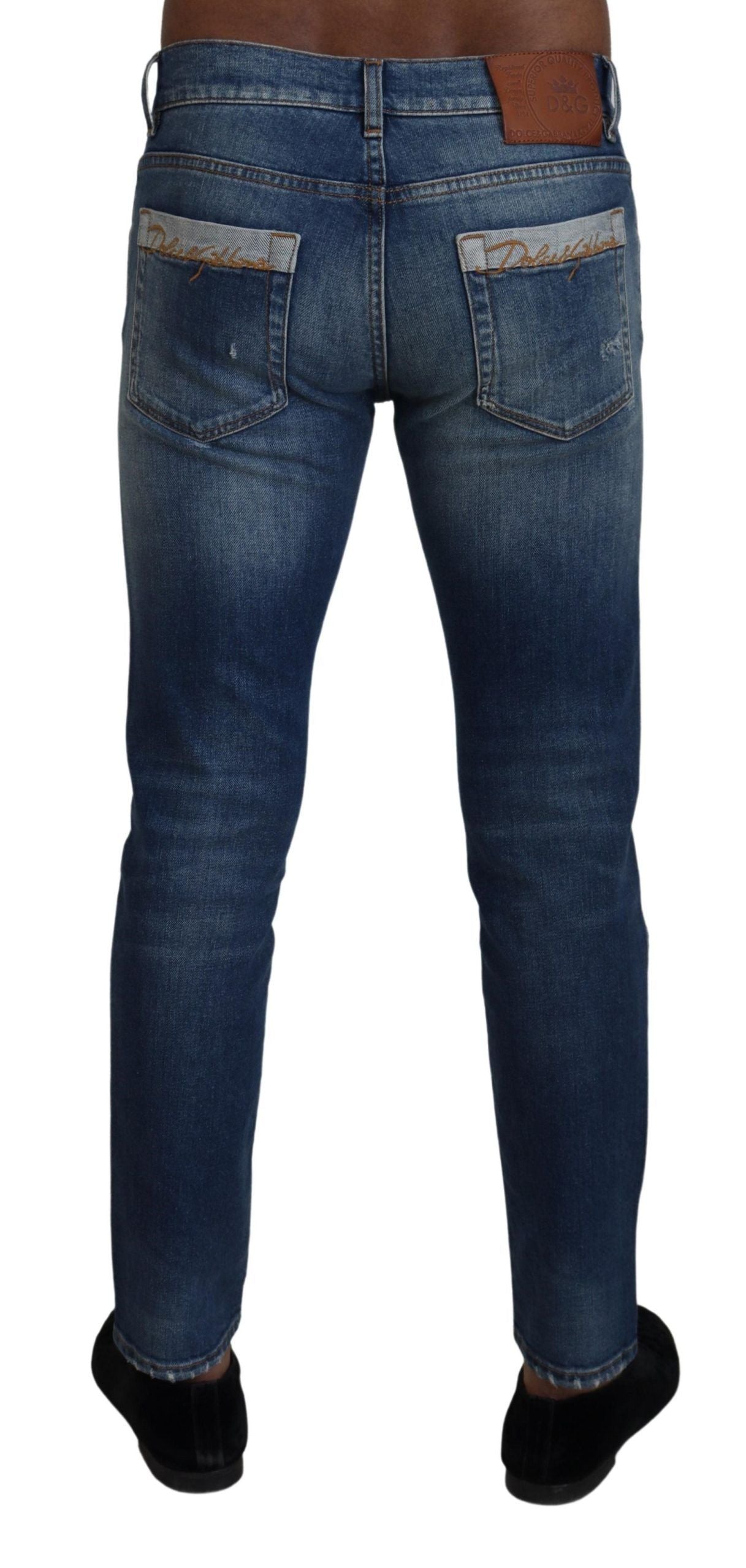 Dolce & Gabbana Blue Wash Cotton Stretch Skinny Denim Jeans