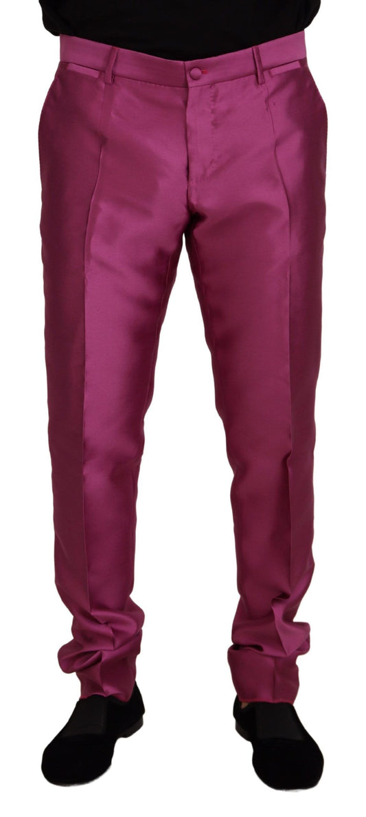 Dolce & Gabbana Pink Silk Slim Trousers Dress Formal Pants