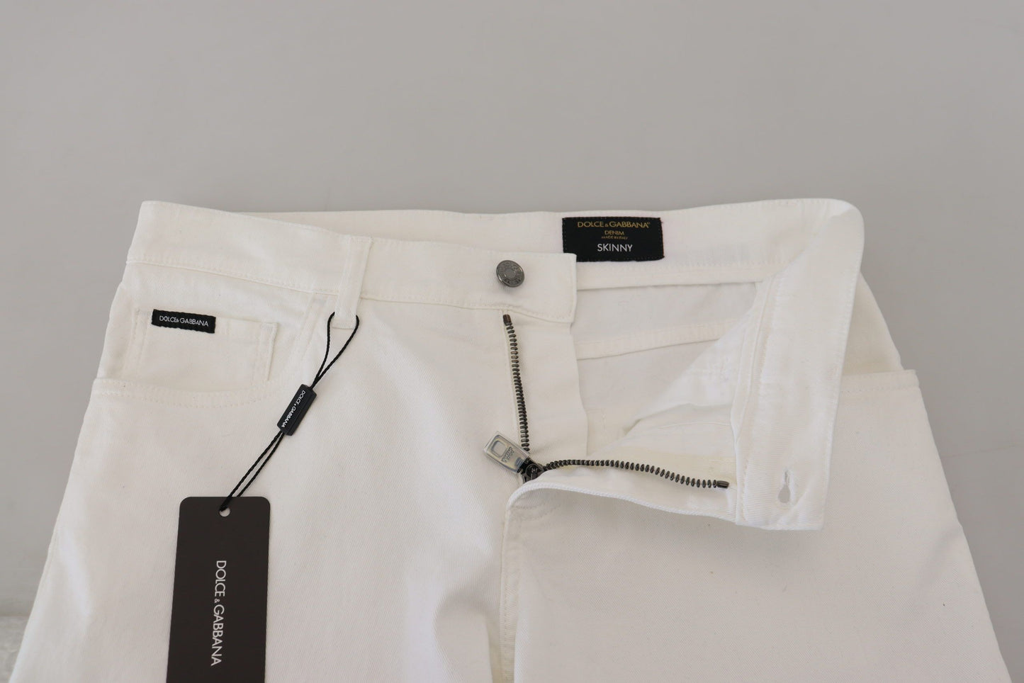 Dolce & Gabbana White Slim Skinny Stretch Cotton Denim Jeans